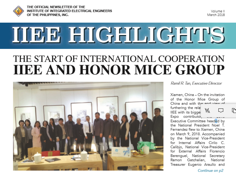 IIEE HIGHLIGHT – MARCH 2018 OFFICIAL IIEE NEWSLETTER