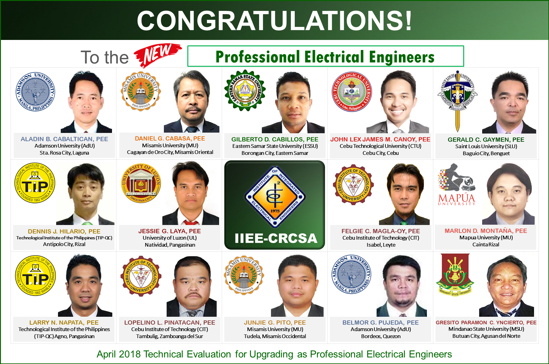 IIEE-CRCSA Batch 2 and 3 Professional Electrical Engineers