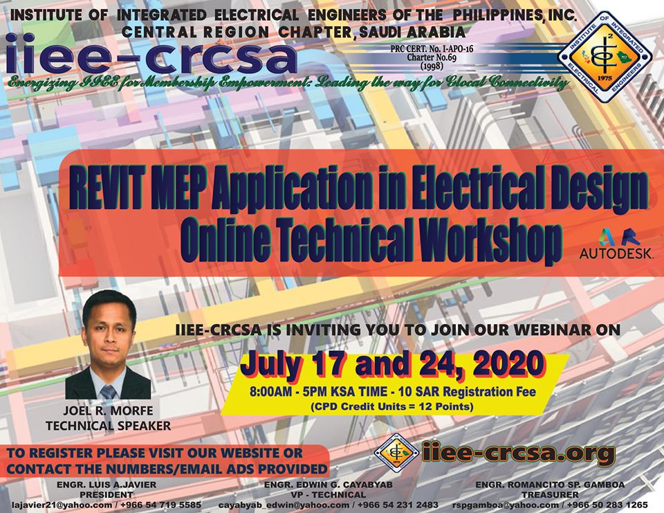 Topic: “REVIT MEP Application in Electrical Design – Online Technical Workshop”
