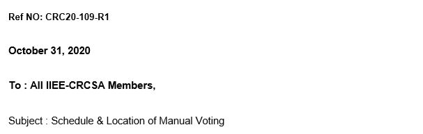 Schedule & Location of Manual Voting