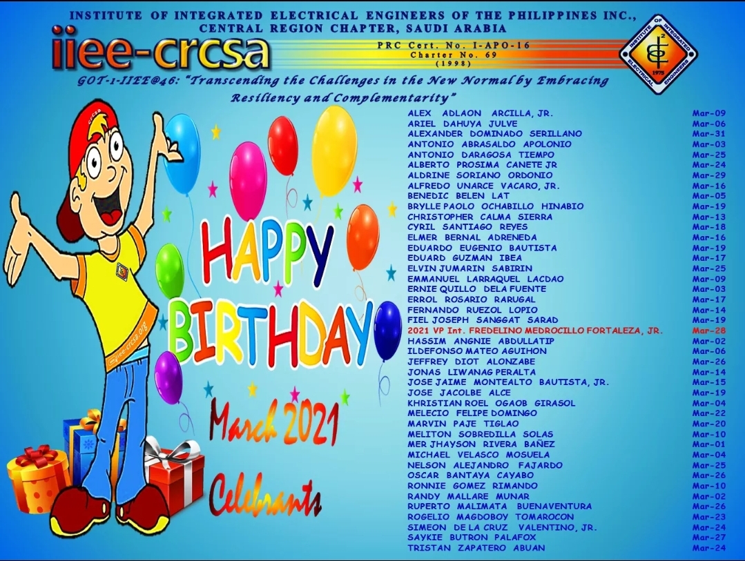 March 2021 IIEE-CRCSA Family Celebrants