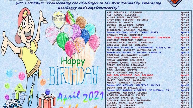 April 2021 IIEE-CRCSA Family Celebrants