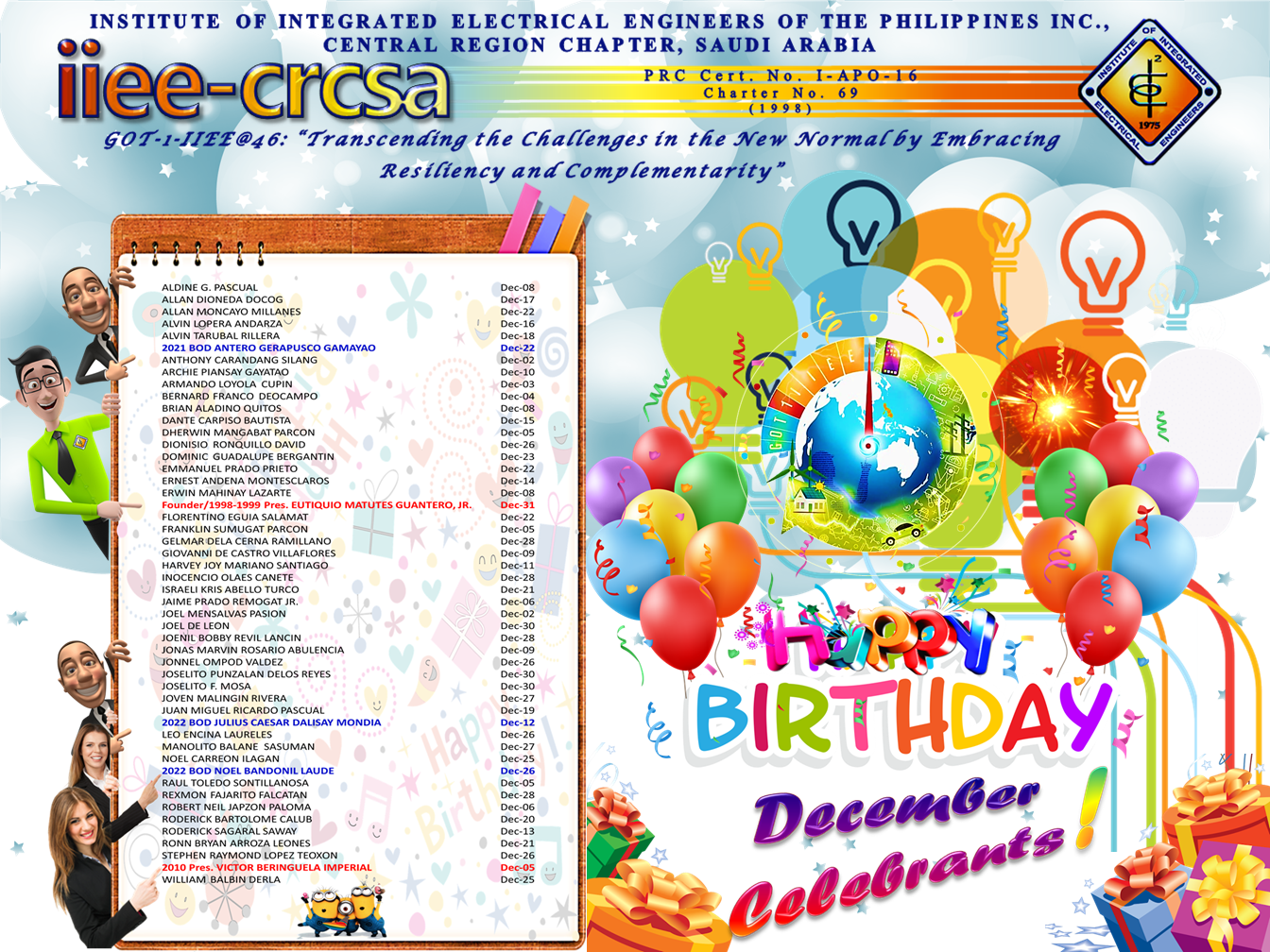 December 2021 IIEE-CRCSA Family Celebrants