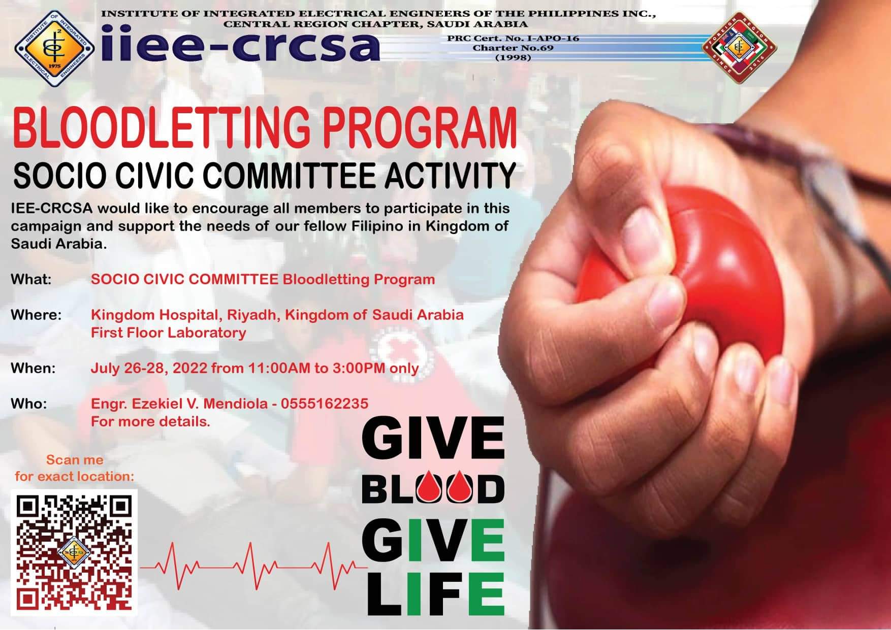 “Give Blood – Give Life”.