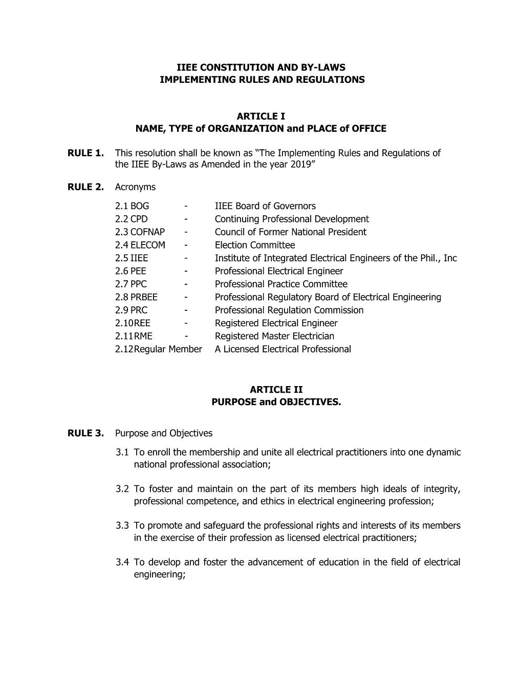 CBL – Implementing Rules and Regulations